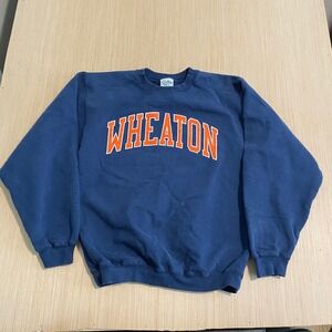 The Cotton Exchange Wheaton Sweatshirt Mens Small Navy Blue Made in USA Crewneck